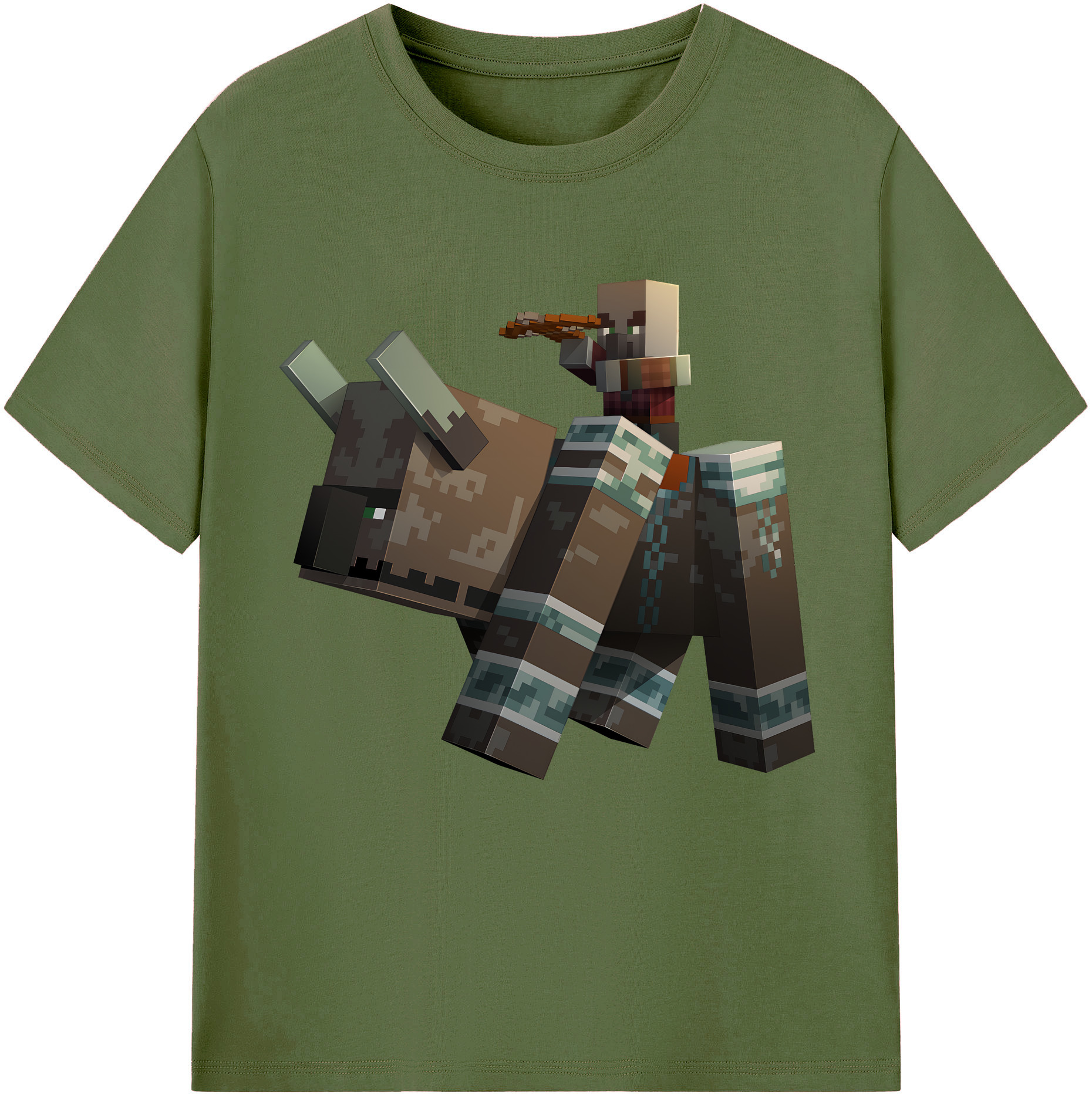 （画像用） マインクラフト ブロックの世界 Minecraft MC Block world 綿100％半袖Tシャツ（フロントプリント）